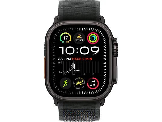 Apple Watch Ultra 2 (2024), GPS + Cellular, 49 mm, cassa in titanio nero, gesto doppio tocco, cinturino Trail Loop nero, taglia S/M