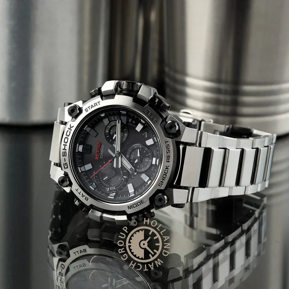Orologio G-Shock MT-G MTG-B3000D-1AER in metallo con cinturino intrecciato - Dual Core Guard